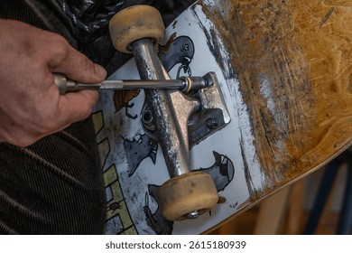 Assembling a skateboard with a tool