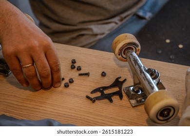 Assembling a skateboard with a tool