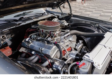 ASSEN, NETHERLANDS - Sep 16, 2022: A Closeup Of The Engine Of A Sportscar At The Assen TT Circuit In The Netherlands