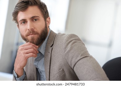 Assertive, businessman and serious in portrait in office, startup project and management by workspace. Creative agency, male graphic designer and confidence for career, planning and professional job - Powered by Shutterstock