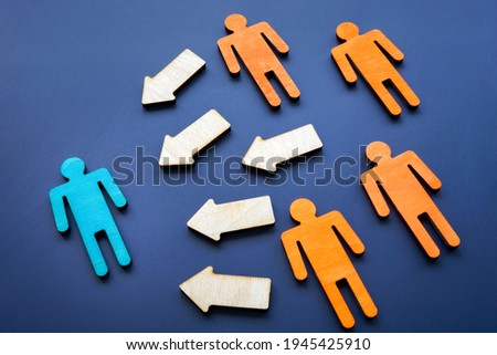 Assertiveness and aggression concept. Figures and aroows.