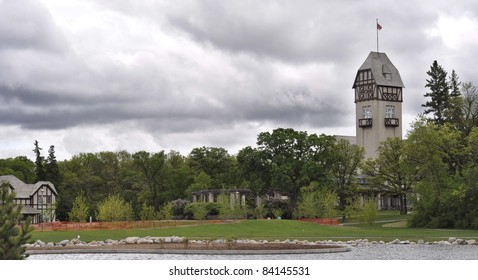 Assiniboine Park pavilion and lake in Winnipeg Canada