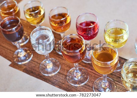 assorted alcoholic cordials