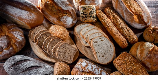 Assorted bakery products including loafs of bread and rolls - Powered by Shutterstock