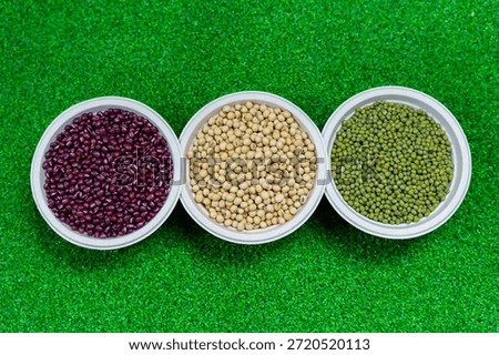 Assorted beans ingredients mung red and soybean for cooking
