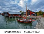 Assorted boats in restored Maritime Quarter Sjokvarteret of the Slemmern Eastern Harbour in Mariehamn on the Aland island archipelago, Finland