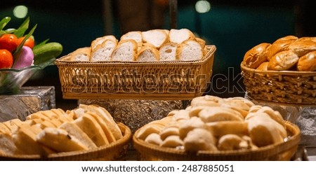 Image, Stock Photo a wooden basket filled to the brim with strawberries stands on straw