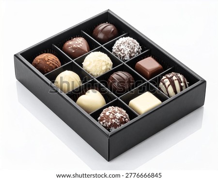 Assorted chocolates in a black box