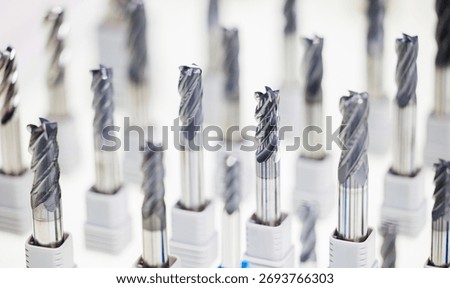Assorted cnc milling cutters with sharp spiral flutes for precision machining.
