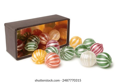 Assorted colored candies  in gift box on white background   - Powered by Shutterstock