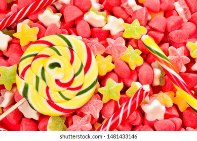 Assorted Colorful Gummy Candies Lollipop On Stock Photo 1481433146