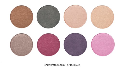 Assorted Colors Metallic Blusher Or Eyeshadow Isolated On White Background 