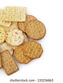 Assorted Crackers On White Background