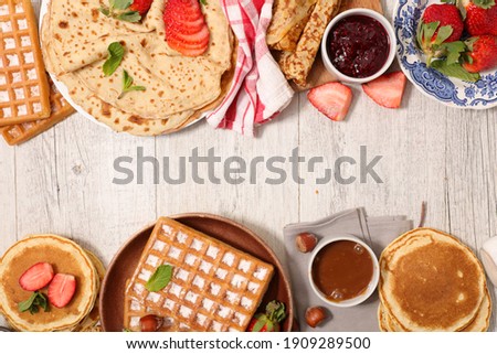 Similar – Image, Stock Photo Crepes with berries Food