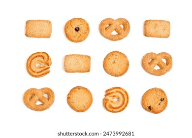 Assorted Danish butter cookies. Isolated on white background. Perfect for design element, or any commercial usages. - Powered by Shutterstock