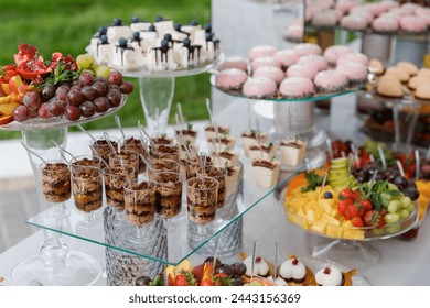 Assorted desserts displayed on table