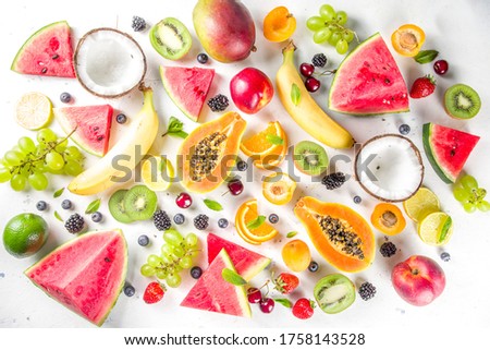 Similar – Various sliced tropical fruits and fruits