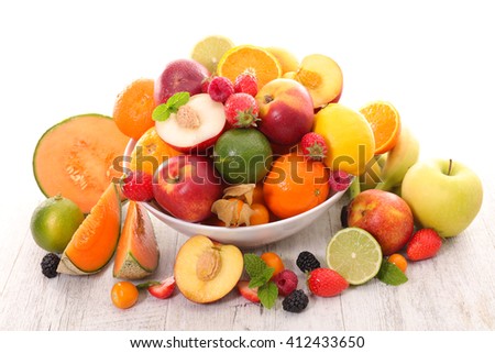 Similar – Image, Stock Photo Fresh peaches and apricots in wooden box