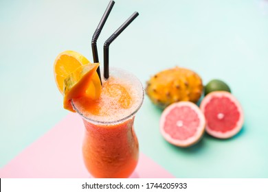 assorted fruit juice with papaya, grapefruit and lemon