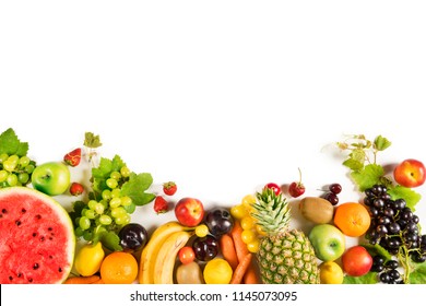 Assorted Fruits On Isolated Background