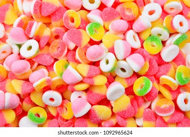 Assorted gummy candies. Top view. Jelly  sweets. - Shutterstock ID 1092965624