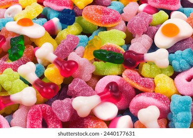 Assorted gummy candies. Top view. Jelly  sweets. - Powered by Shutterstock