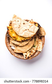 Assorted Indian Bread Basket Includes Chapati, Tandoori Roti Or Naan, Paratha, Kulcha, Fulka, Missi Roti