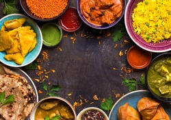 Indian food background, a Food & Drink Photo by its_al_dente