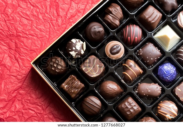 Assorted Luxury Chocolate Box On Red Stock Photo Edit Now 1277668027