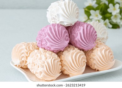Assorted marshmallows for breakfast with a cup of fragrant coffee