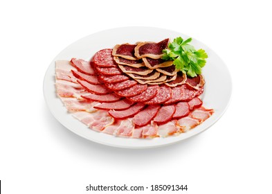 Assorted Meat Isolated On White Background