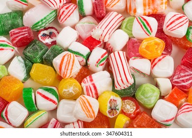 Assorted Mix Of Colorful, Hard, Old Time Christmas Candy