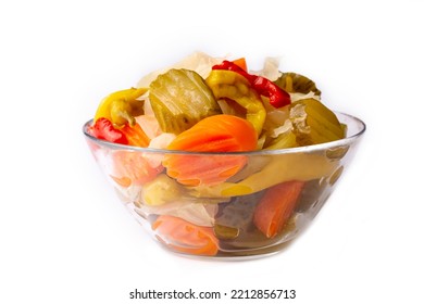 Assorted mixed pickled vegetables in bowl - plate, Turkish name; tursu. - Shutterstock ID 2212856713