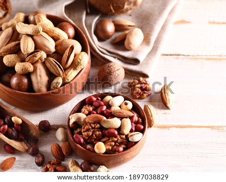 assorted nuts hazelnuts and almonds and coconut