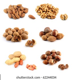 Assorted Nuts, Isolated On White Background