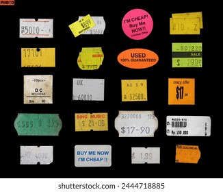  
assorted old price sticker and labels. vintage price label collection