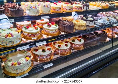 Assorted Pies, Tart In The Pastry Shop Window