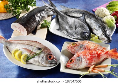 Assorted Raw Fresh Fish Ready To Cook