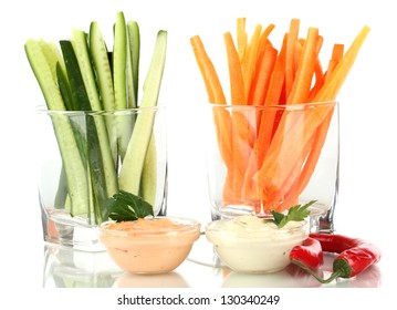 Assorted Raw Vegetables Sticks Isolated On White