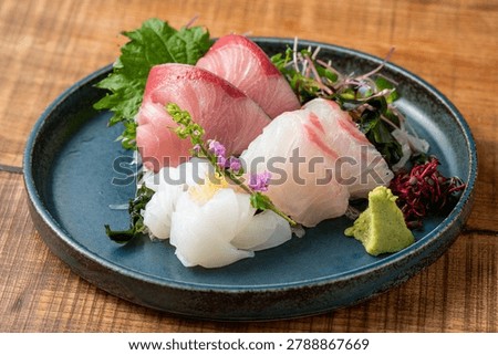 Assorted sashimi platter with three varieties