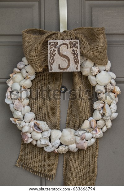 Assorted Shell Door Wreath Letter S Stock Photo Edit Now