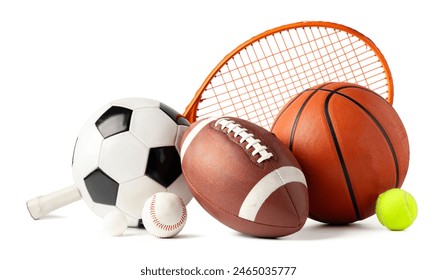 Assorted sports equipment isolated on white background - Powered by Shutterstock