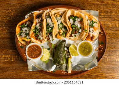 Assorted tacos on a platter