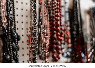 Assorted Thrifted Necklaces on Sale and Display - Powered by Shutterstock