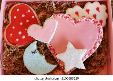 Assorted Valentines Sugar Cookies And Chocolate Covered Strawberries