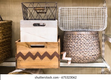 Assorted Variety Of Home Storage Organizing Baskets