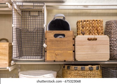 Assorted Variety Of Home Storage Organizing Baskets