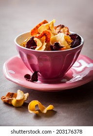 Assorted Vegetable Crisps In A Bowl