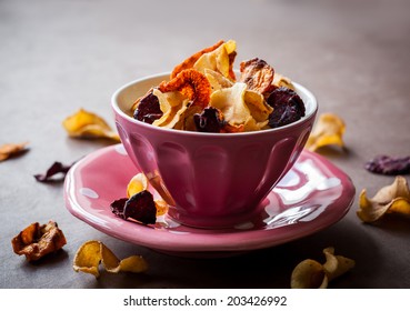 Assorted Vegetable Crisps In A Bowl