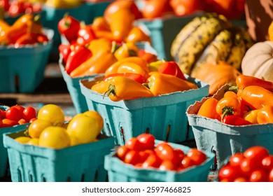 Assorted vegetables in cardboard boxes
